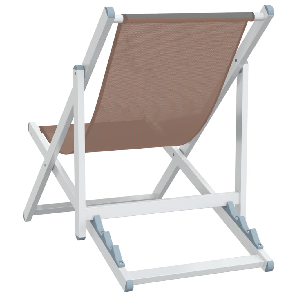 Strandstühle 2 Stk. Klappbar Braun Aluminium und Textilene