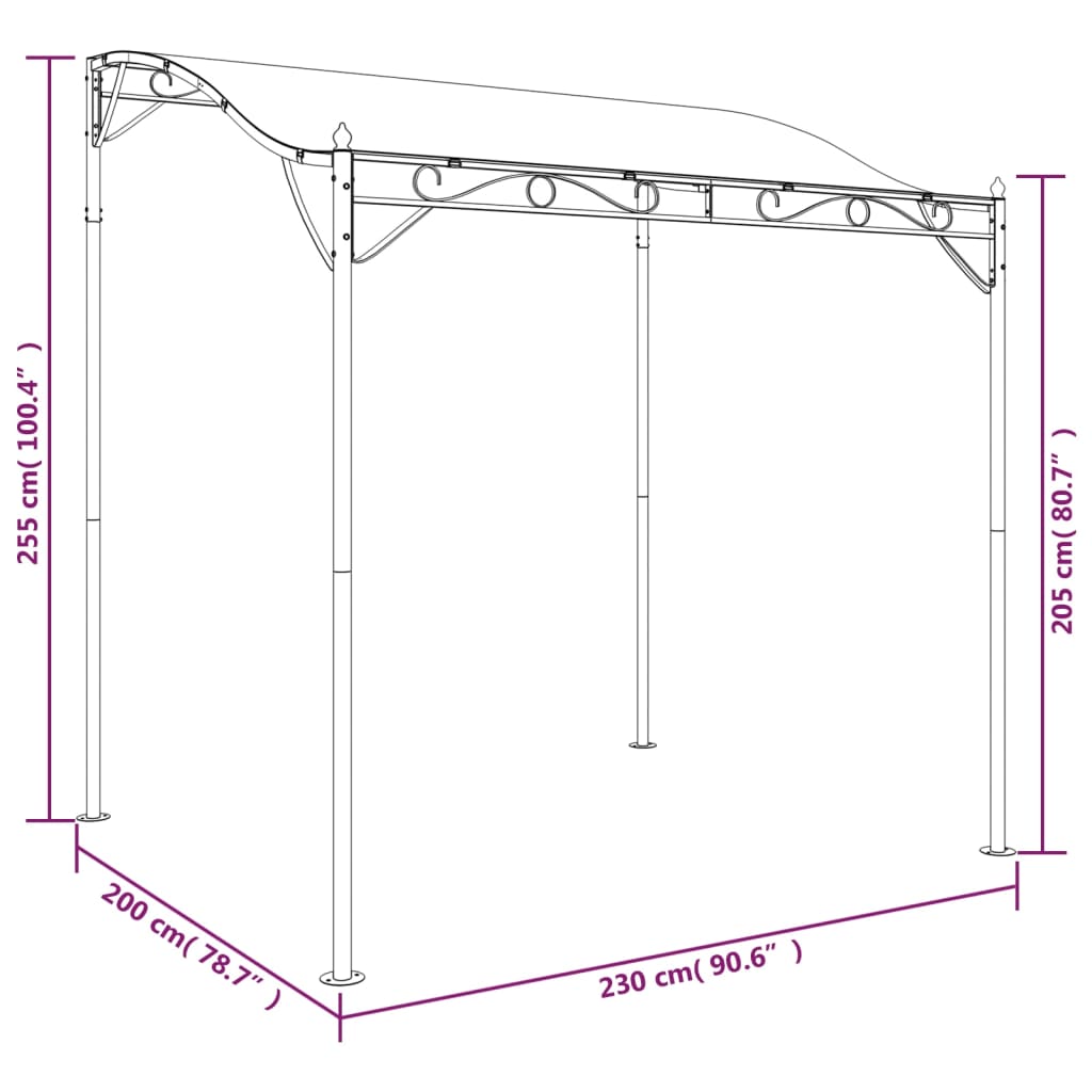 Markise Anthrazit 2x2,3 m 180 g/m² Stoff und Stahl
