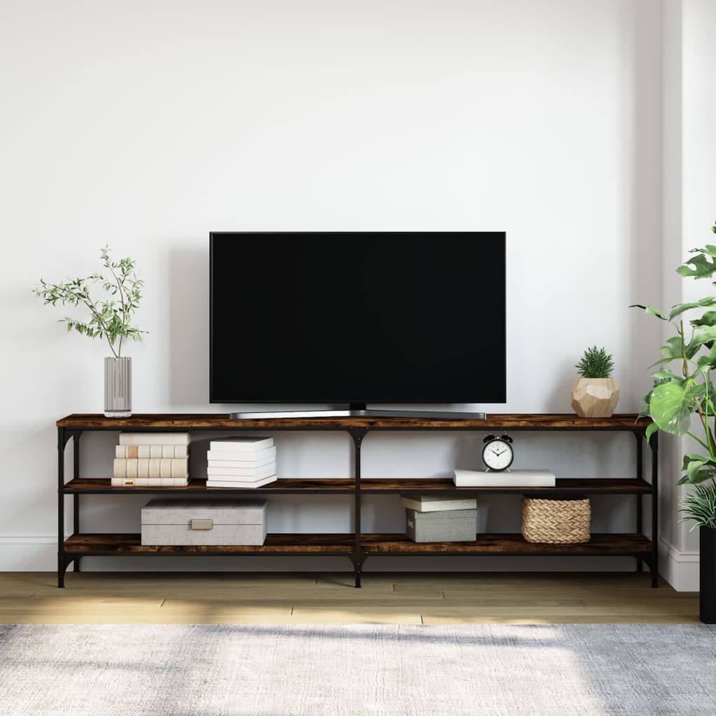 TV-Schrank Räuchereiche 180x30x50 cm Holzwerkstoff und Metall