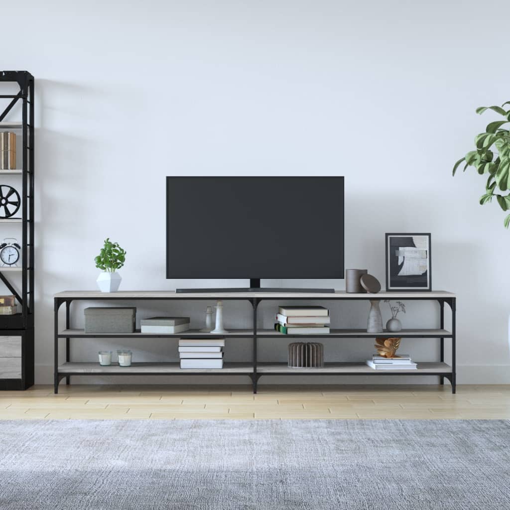 TV-Schrank Grau Sonoma 200x30x50 cm Holzwerkstoff und Metall