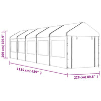 Thumbnail for Pavillon mit Dach Weiß 11,15x2,28x2,69 m Polyethylen