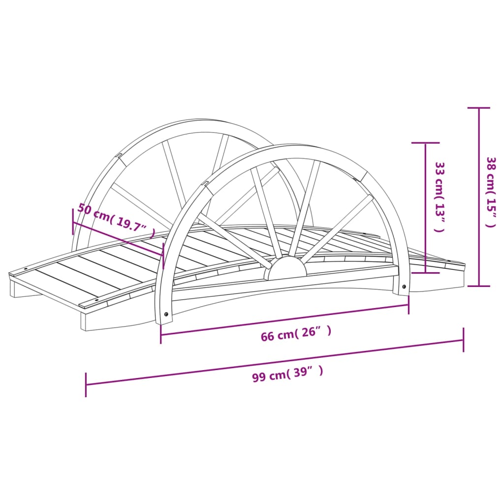 Gartenbrücke mit Rad-Design 99x50x38 cm Massivholz Tanne