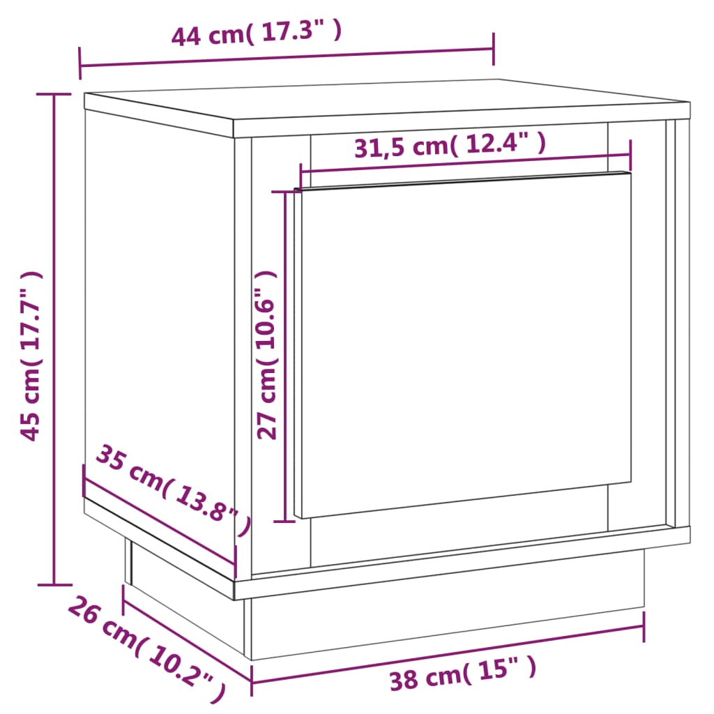 Nachttisch Weiß 44x35x45 cm Holzwerkstoff