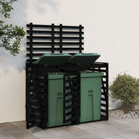 Thumbnail for Mülltonnenbox für 2 Tonnen Schwarz Massivholz Kiefer