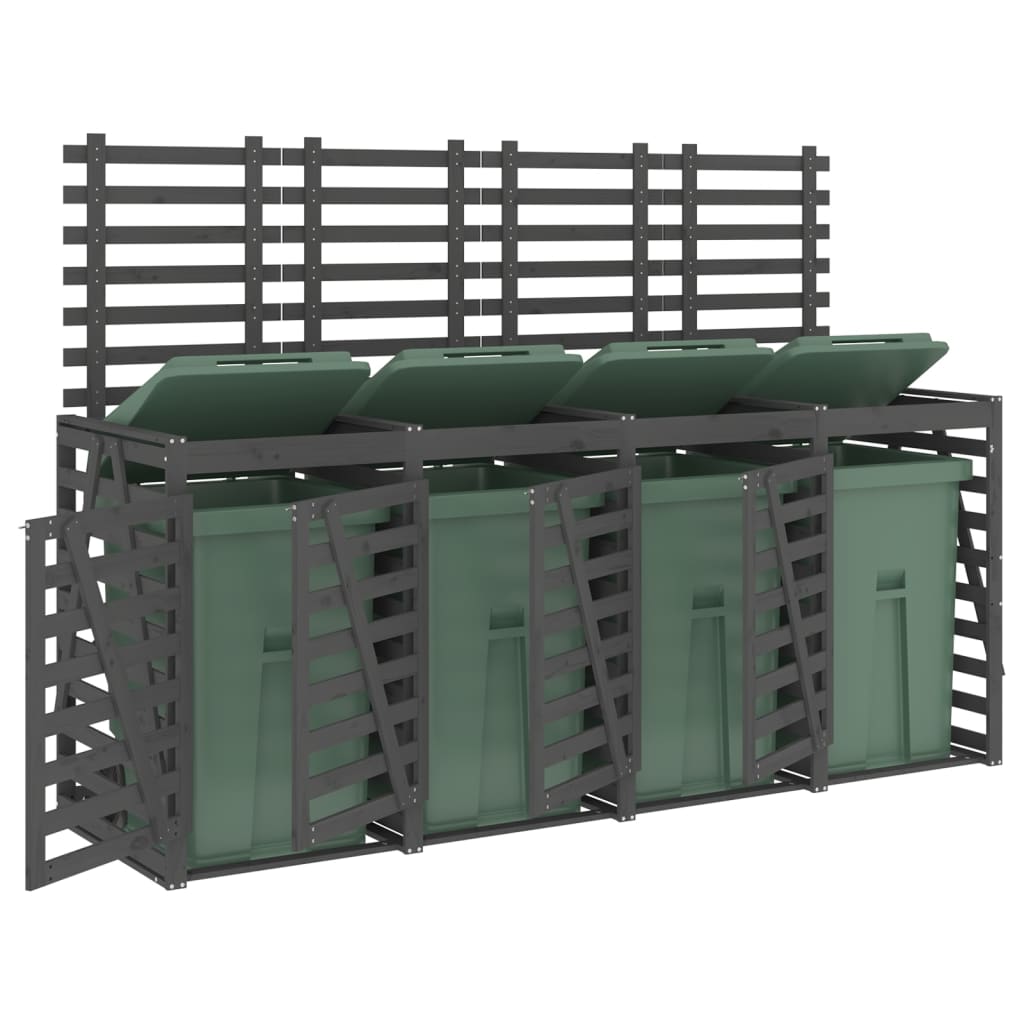 Mülltonnenbox für 4 Tonnen Grau Massivholz Kiefer