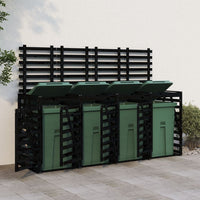 Thumbnail for Mülltonnenbox für 4 Tonnen Schwarz Massivholz Kiefer