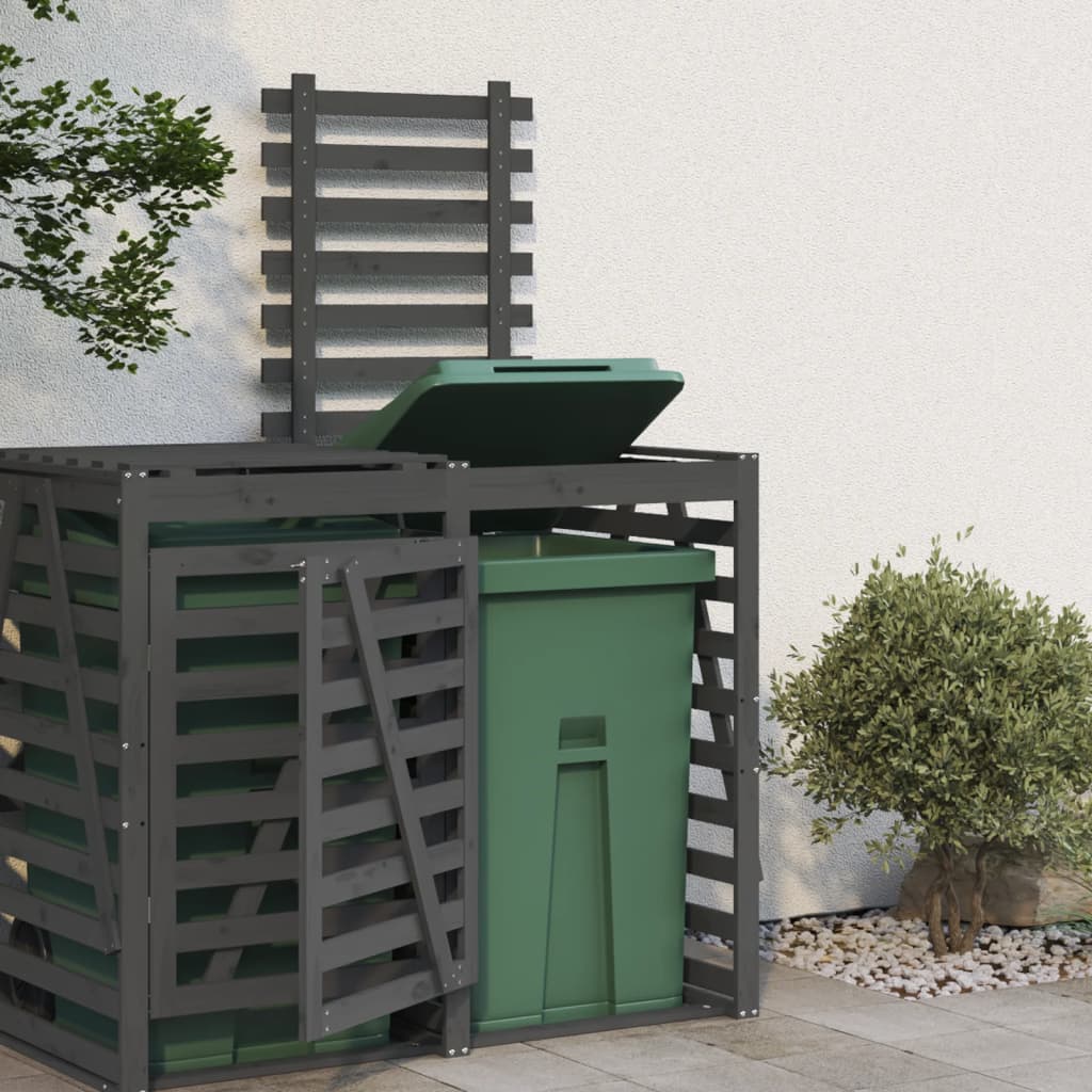 Erweiterung für Mülltonnenbox Grau Massivholz Kiefer
