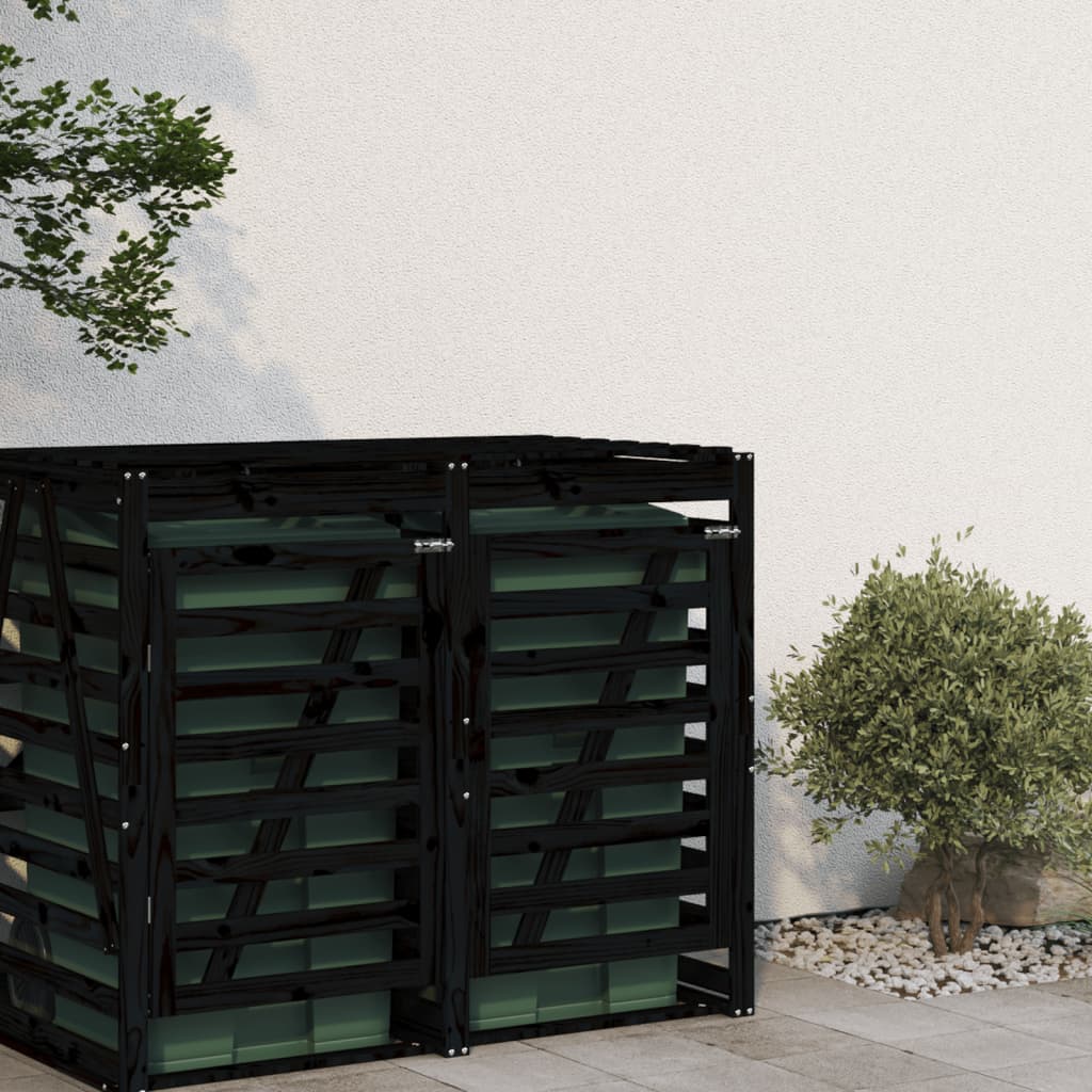 Erweiterung für Mülltonnenbox Schwarz Massivholz Kiefer