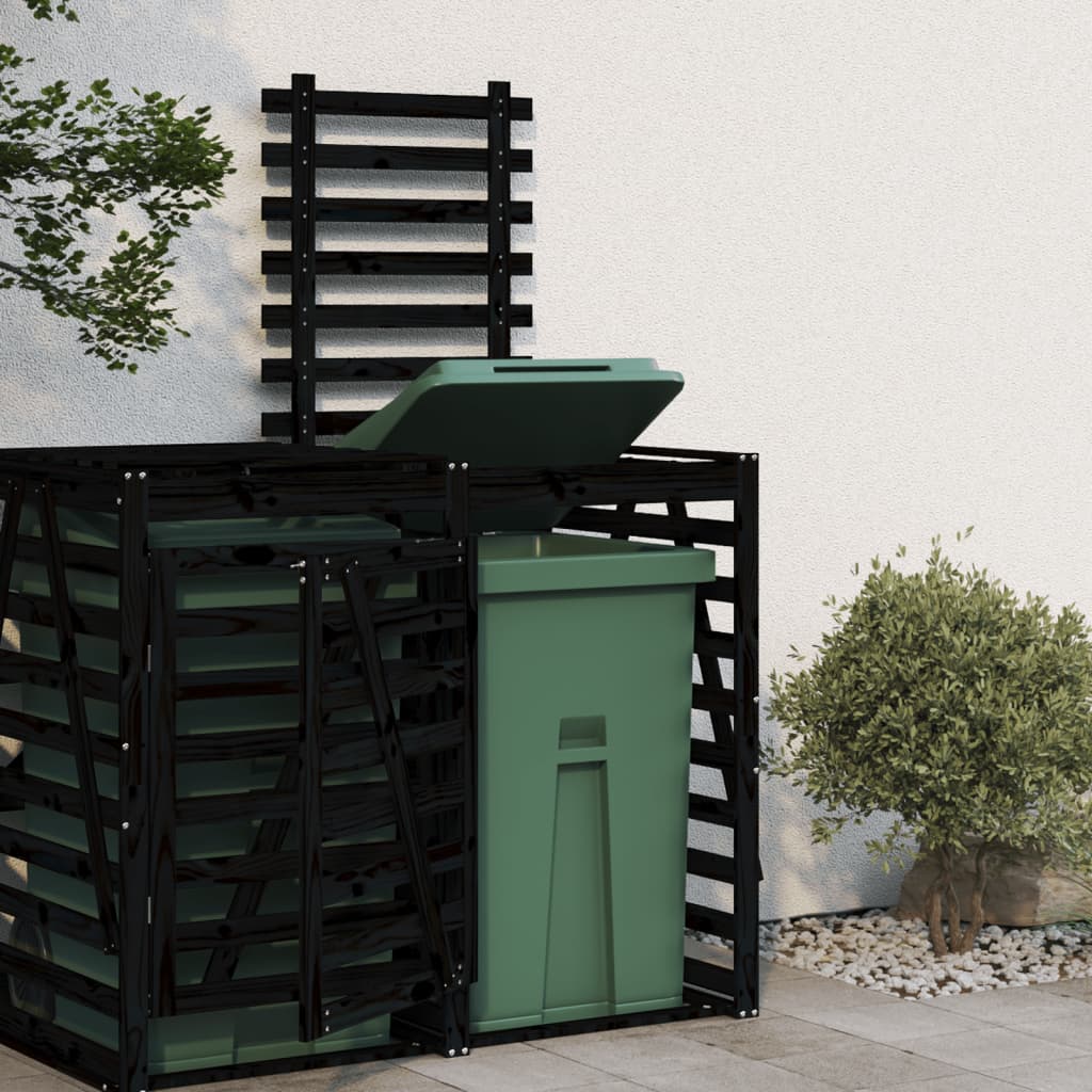 Erweiterung für Mülltonnenbox Schwarz Massivholz Kiefer