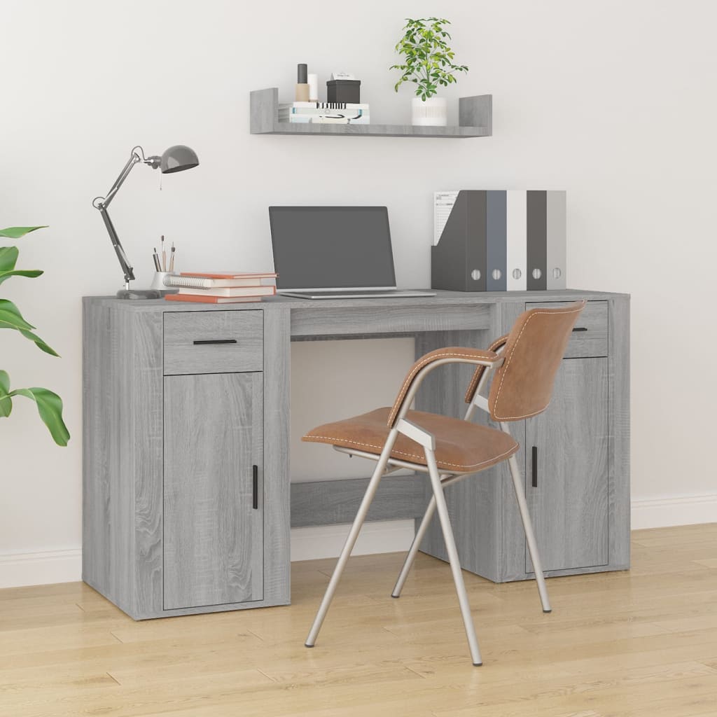 Schreibtisch mit Stauraum Grau Sonoma Holzwerkstoff
