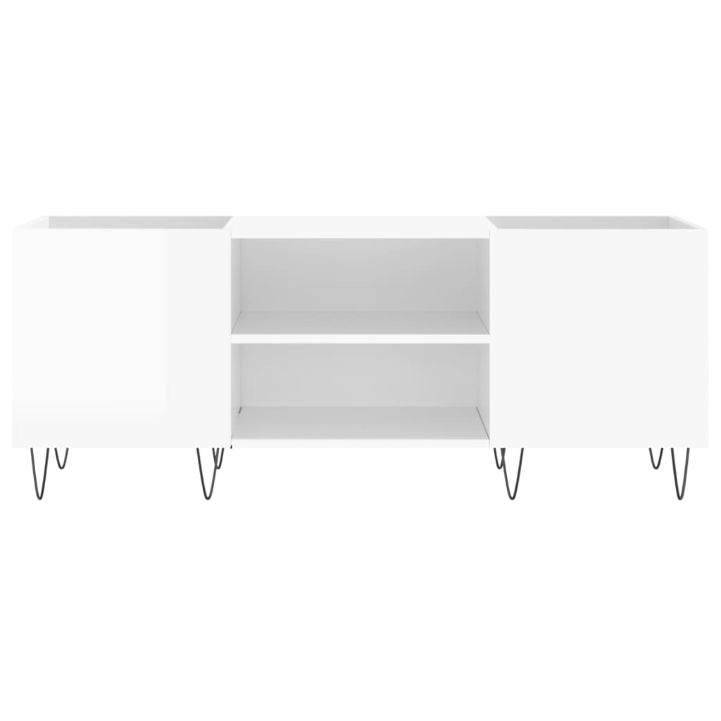 Plattenschrank Hochglanz-Weiß 121x38x48 cm Holzwerkstoff