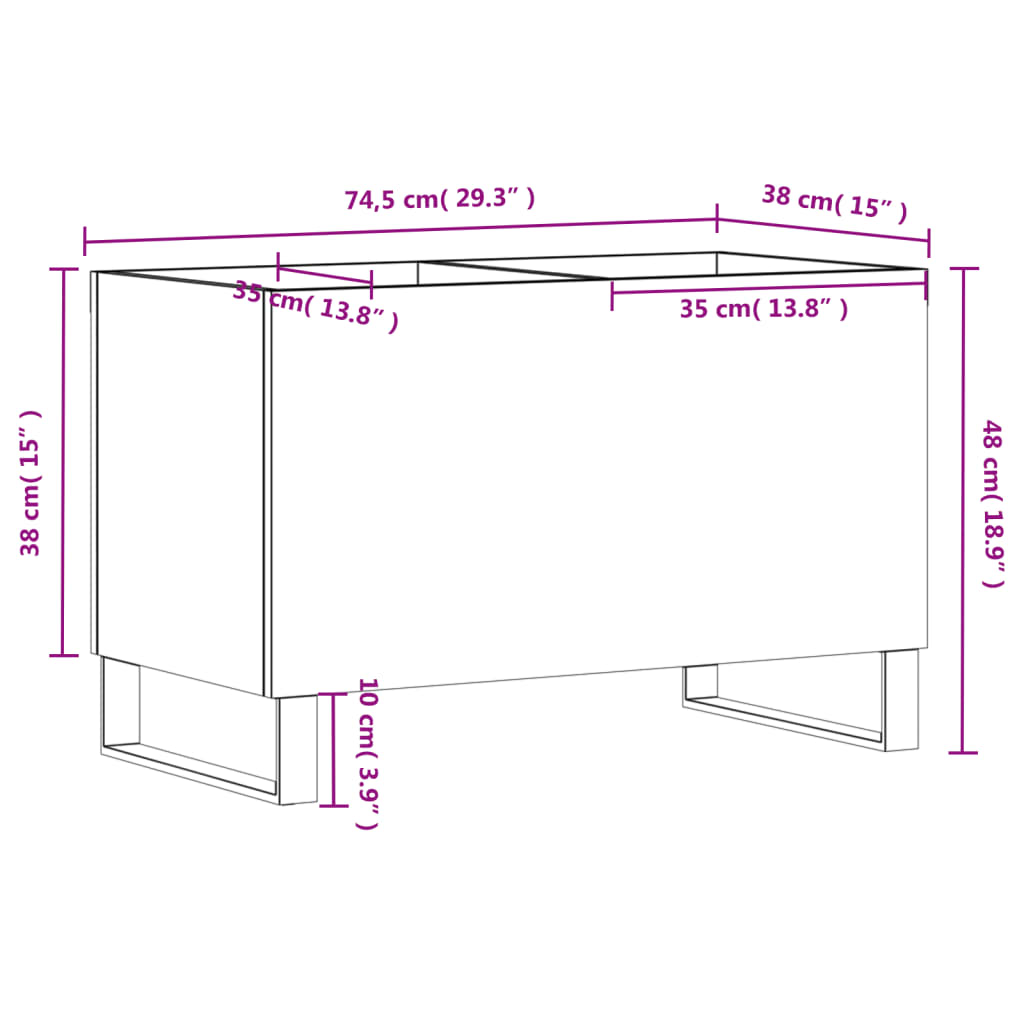 Plattenschrank Sonoma-Eiche 74,5x38x48 cm Holzwerkstoff