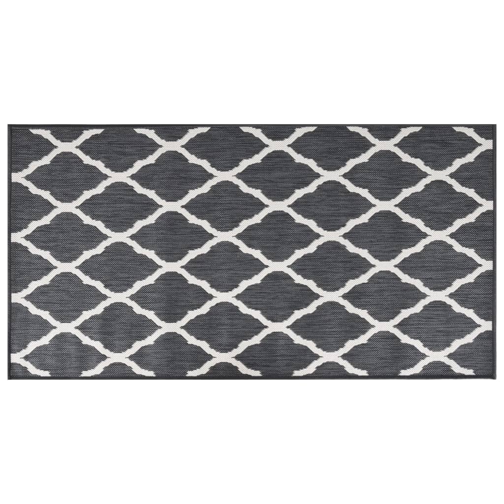 Outdoor-Teppich Grau und Weiß 80x150 cm Beidseitig Nutzbar