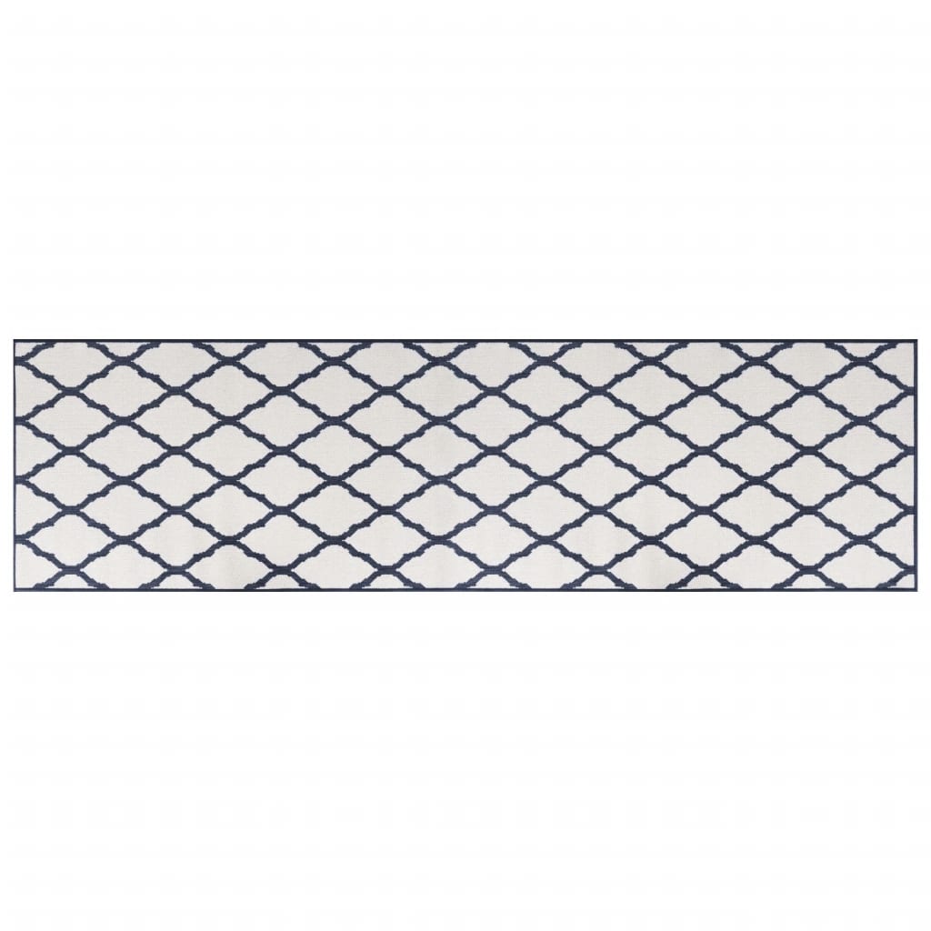 Outdoor-Teppich Marineblau Weiß 80x250 cm Beidseitig Nutzbar