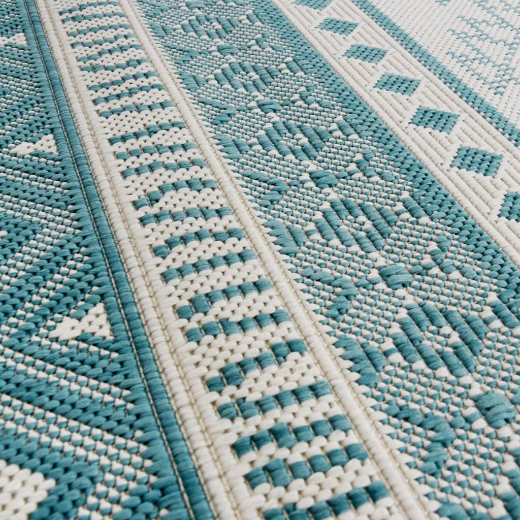 Outdoor-Teppich Aquablau und Weiß 80x150 cm Beidseitig Nutzbar