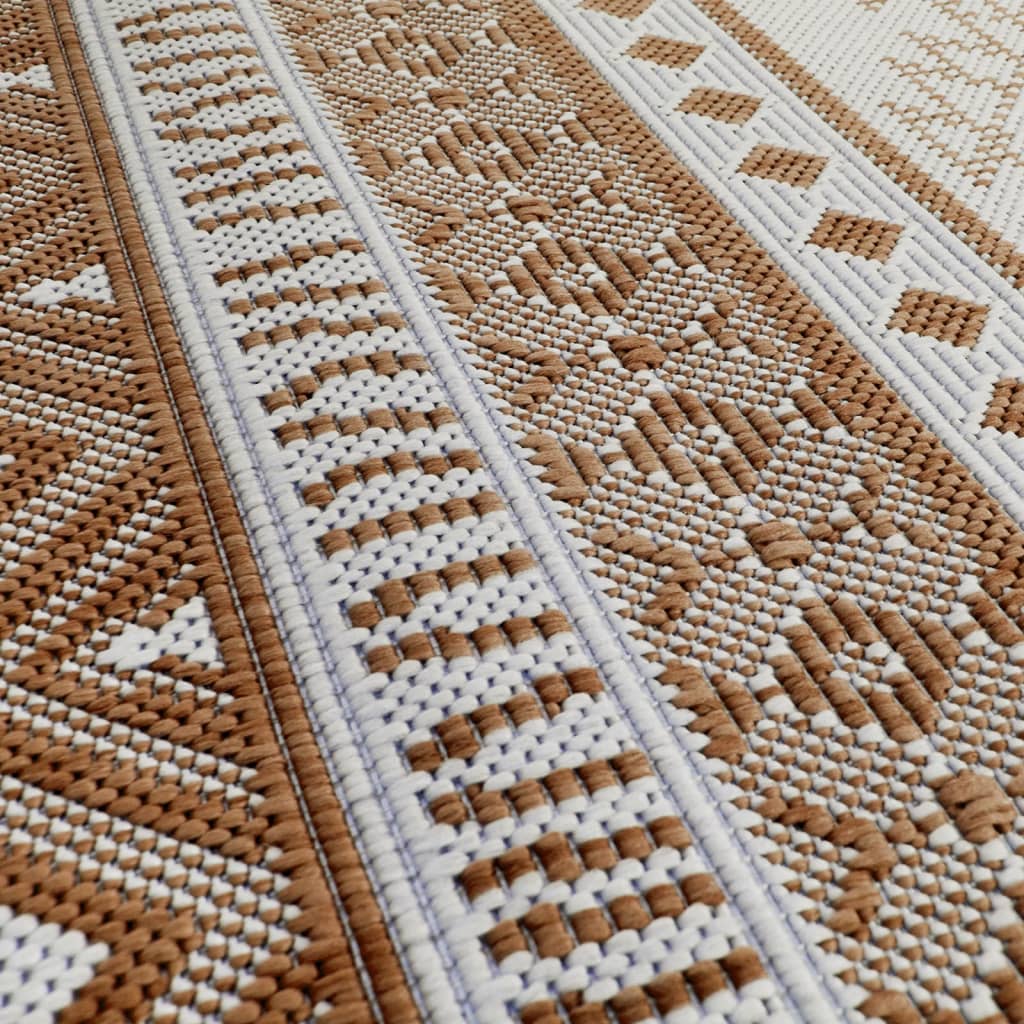 Outdoor-Teppich Braun und Weiß 80x250 cm Beidseitig Nutzbar