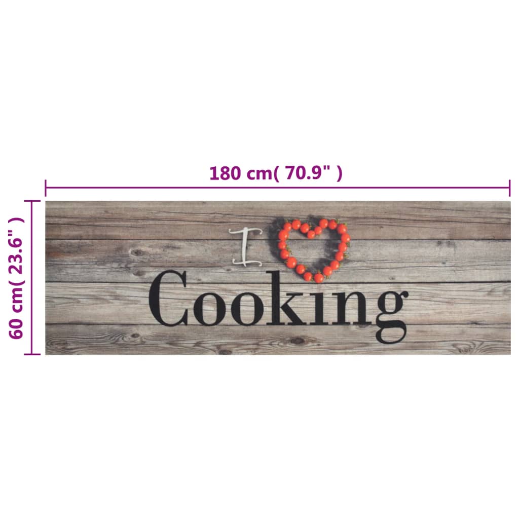 Küchenteppich Waschbar Cooking Grau 60x180 cm Samt