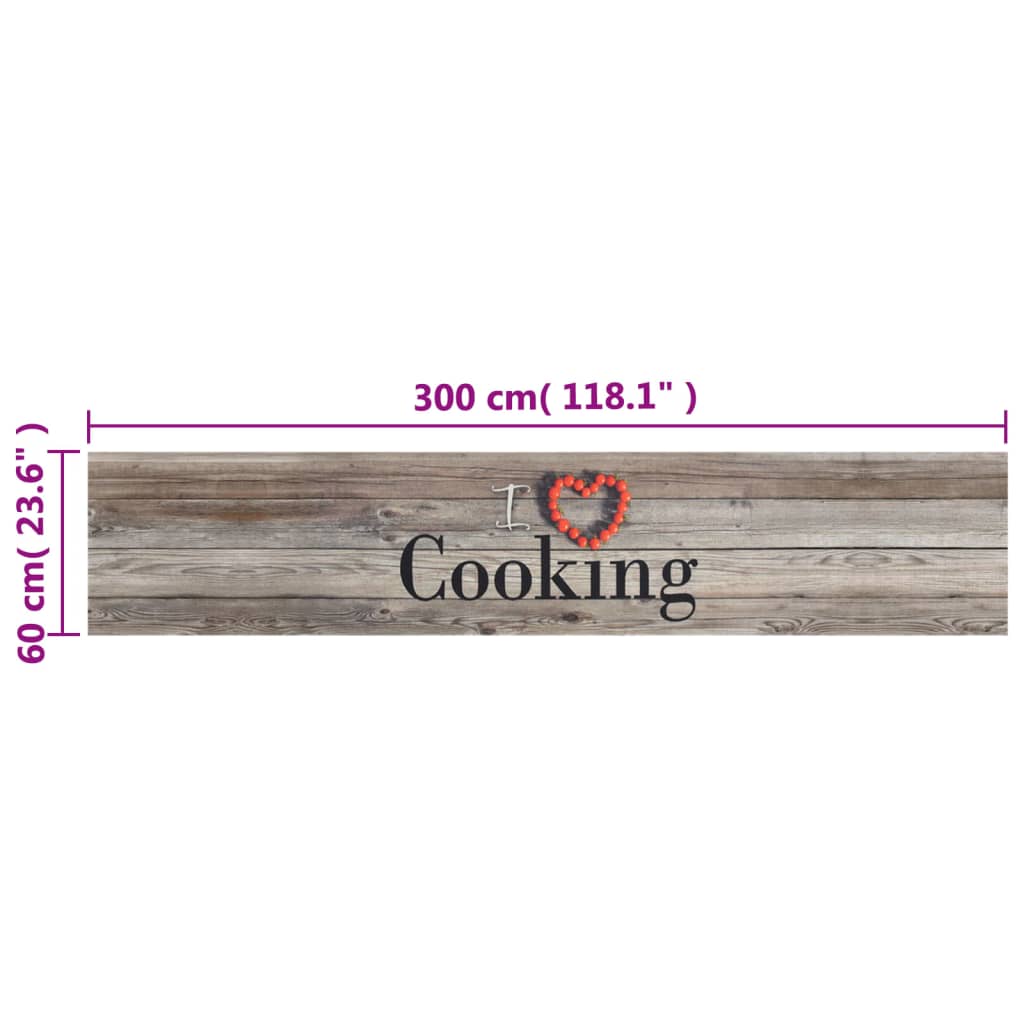 Küchenteppich Waschbar Cooking Grau 60x300 cm Samt