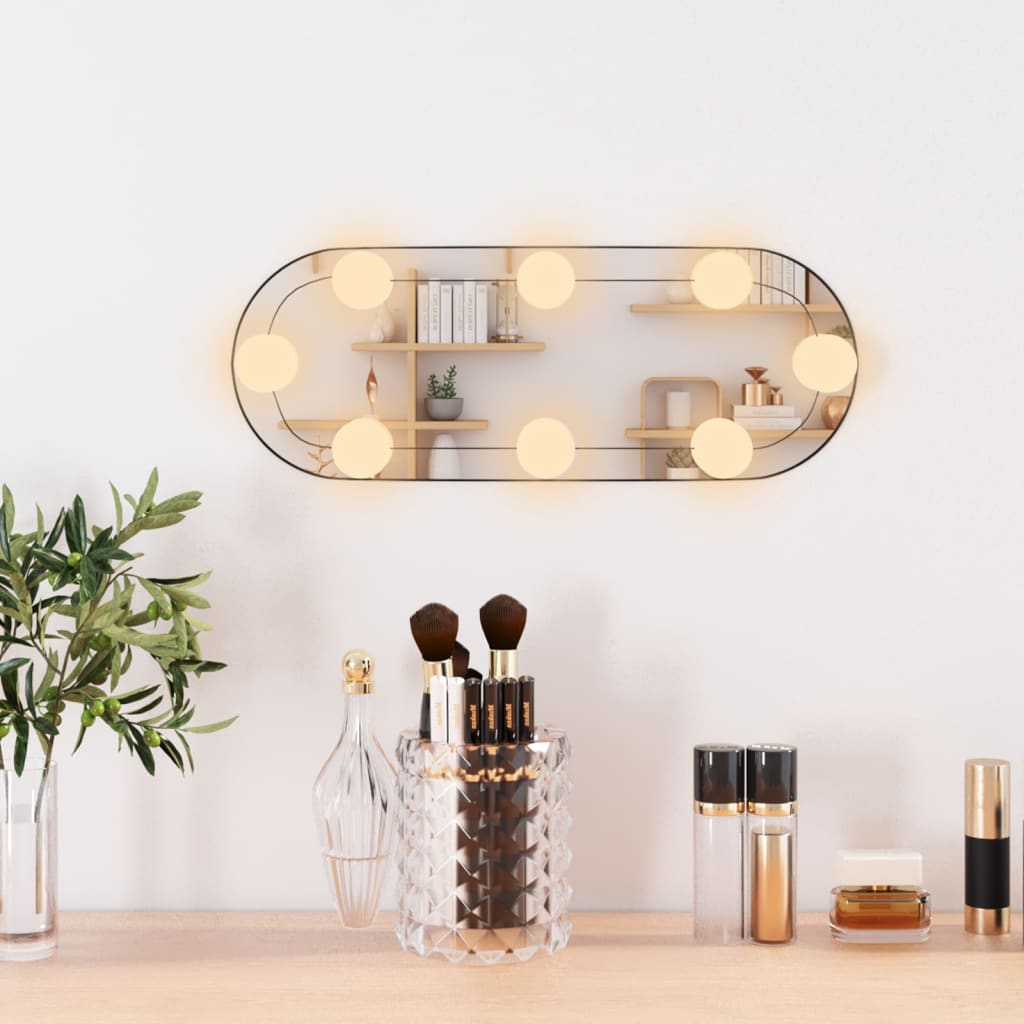 Wandspiegel mit LED-Leuchten 15x40 cm Glas Oval