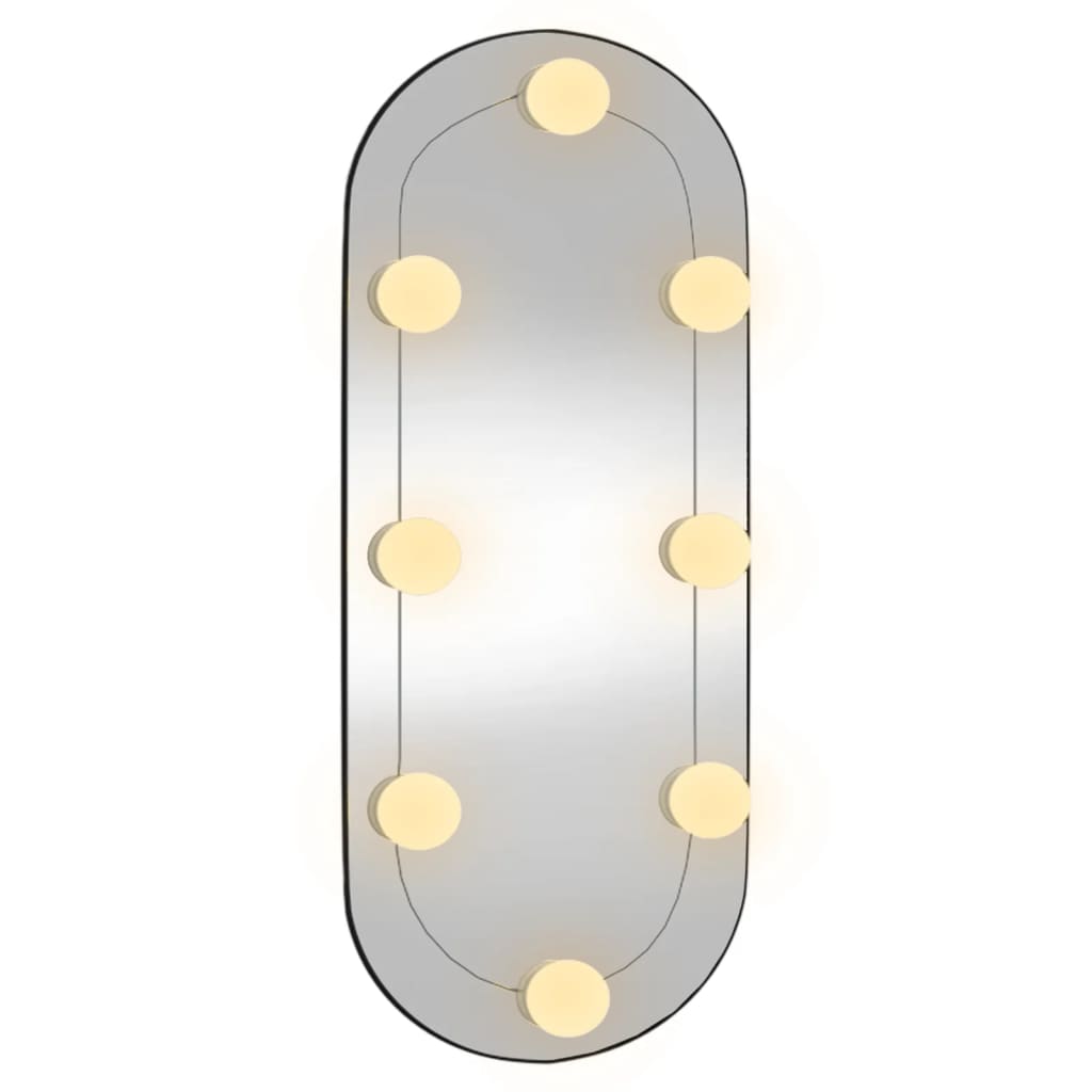 Wandspiegel mit LED-Leuchten 25x60 cm Glas Oval