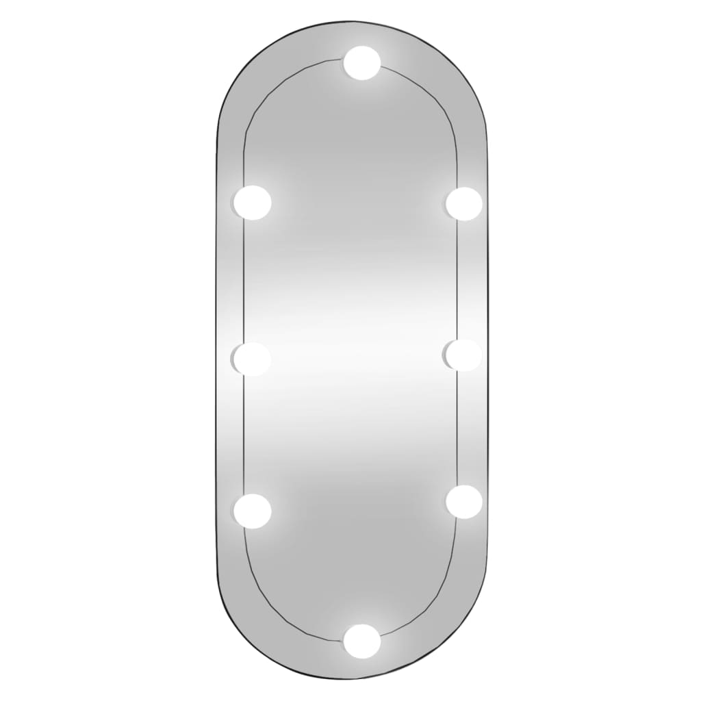 Wandspiegel mit LED-Leuchten 35x80 cm Glas Oval