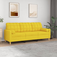 Thumbnail for 3-Sitzer-Sofa mit Zierkissen Hellgelb 180 cm Stoff