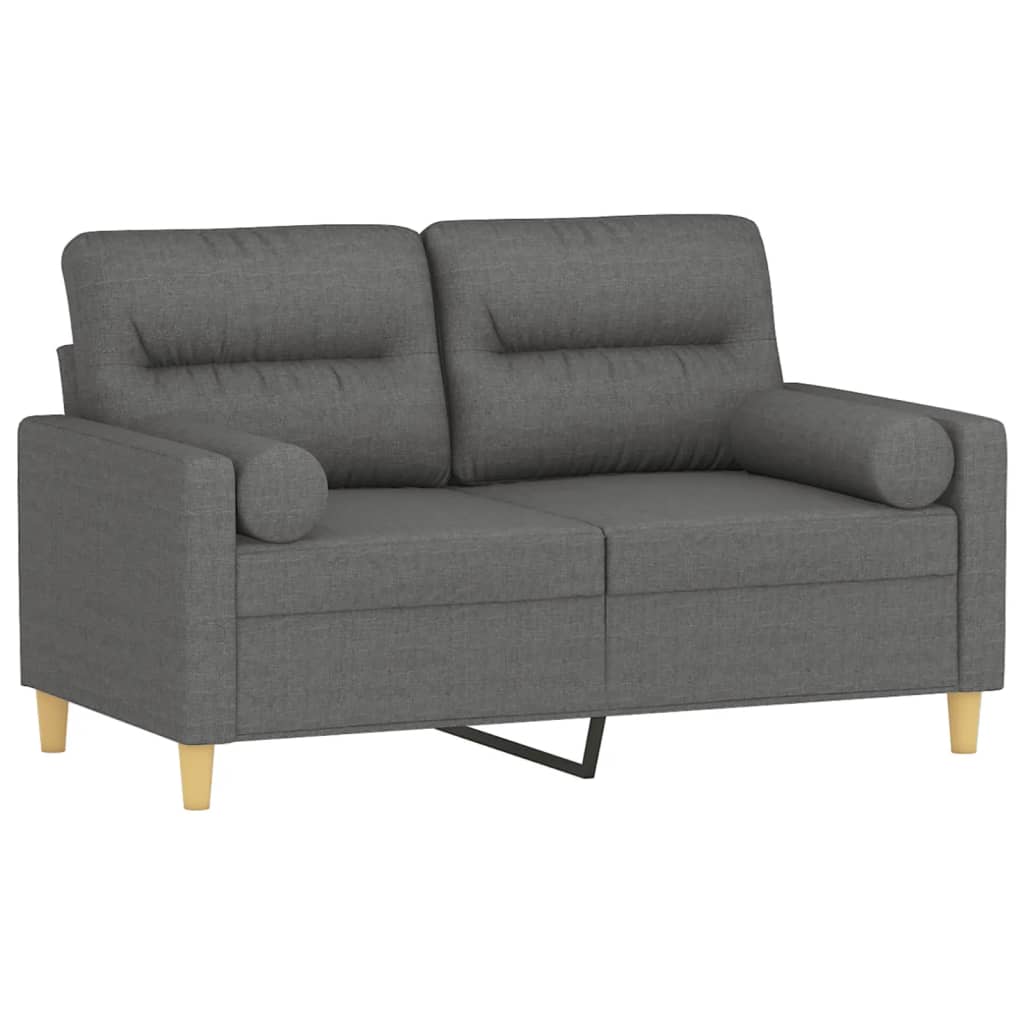 2-Sitzer-Sofa mit Zierkissen Dunkelgrau 120 cm Stoff