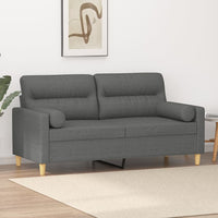 Thumbnail for 2-Sitzer-Sofa mit Zierkissen Dunkelgrau 140 cm Stoff