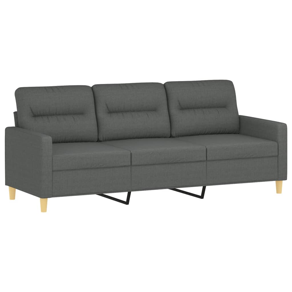 3-Sitzer-Sofa mit Zierkissen Dunkelgrau 180 cm Stoff