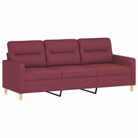 Thumbnail for 3-Sitzer-Sofa mit Zierkissen Weinrot 180 cm Stoff