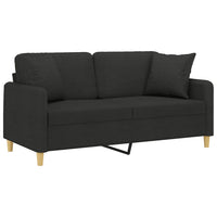 Thumbnail for 2-Sitzer-Sofa mit Zierkissen Schwarz 140 cm Stoff