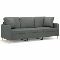 Thumbnail for 3-Sitzer-Sofa mit Zierkissen Dunkelgrau 180 cm Stoff