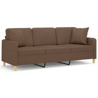 Thumbnail for 3-Sitzer-Sofa mit Zierkissen Braun 180 cm Stoff