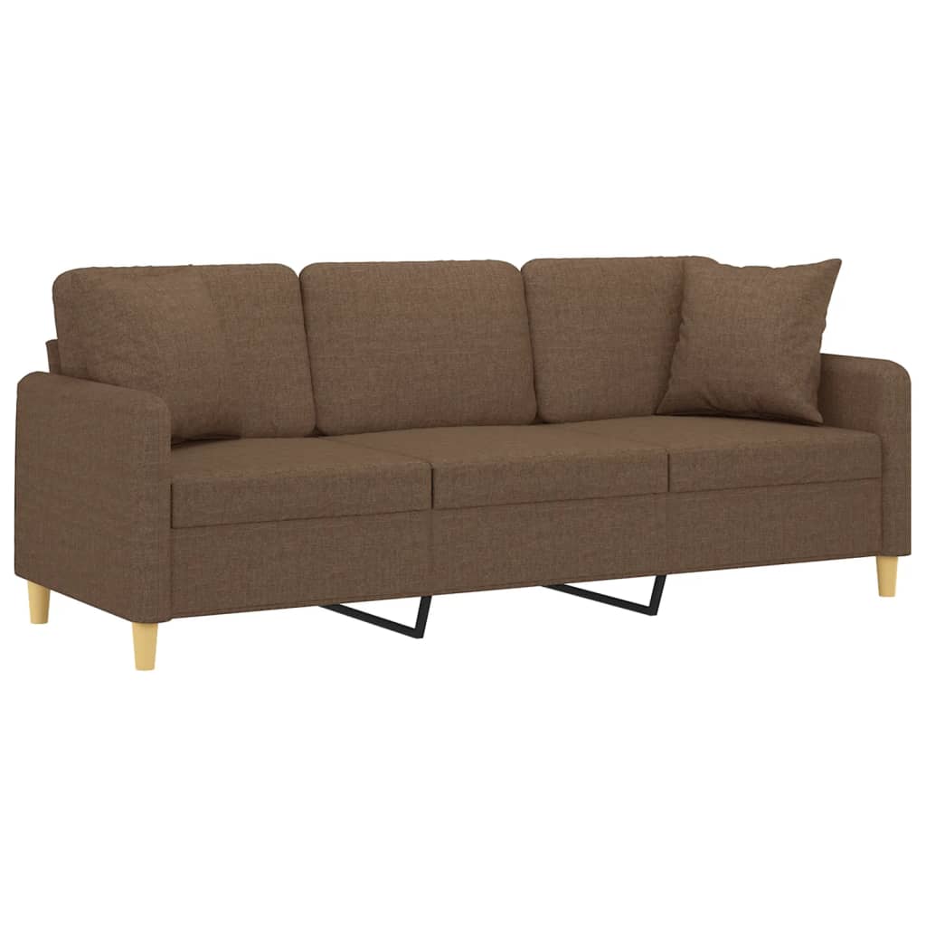 3-Sitzer-Sofa mit Zierkissen Braun 180 cm Stoff