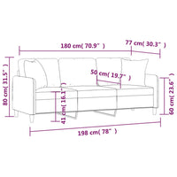 Thumbnail for 3-Sitzer-Sofa mit Zierkissen Braun 180 cm Stoff