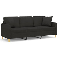 Thumbnail for 3-Sitzer-Sofa mit Zierkissen Schwarz 180 cm Stoff
