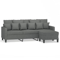 Thumbnail for 3-Sitzer-Sofa mit Hocker Dunkelgrau 180 cm Stoff