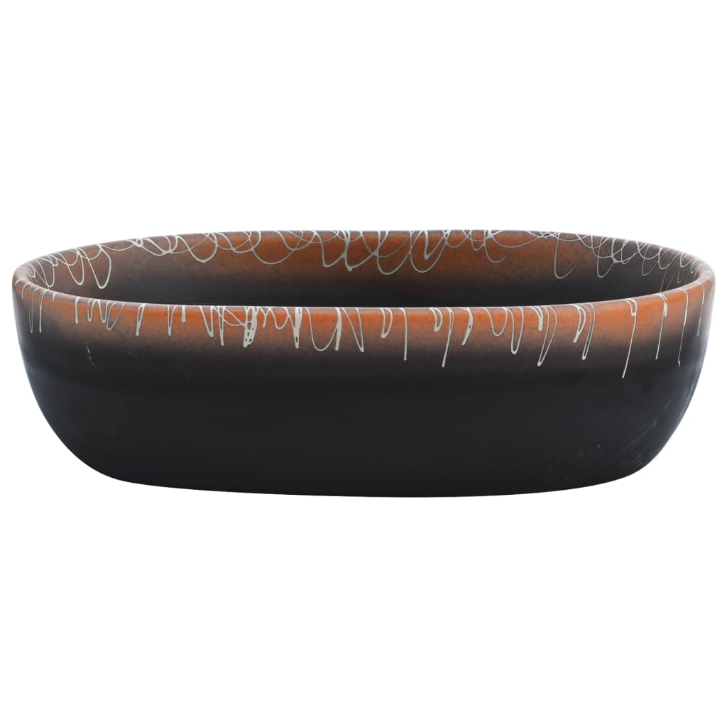 Aufsatzwaschbecken Schwarz und Orange Oval 47x33x13 cm Keramik
