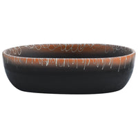 Thumbnail for Aufsatzwaschbecken Schwarz und Orange Oval 47x33x13 cm Keramik