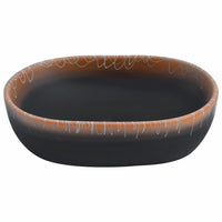Thumbnail for Aufsatzwaschbecken Schwarz und Orange Oval 47x33x13 cm Keramik