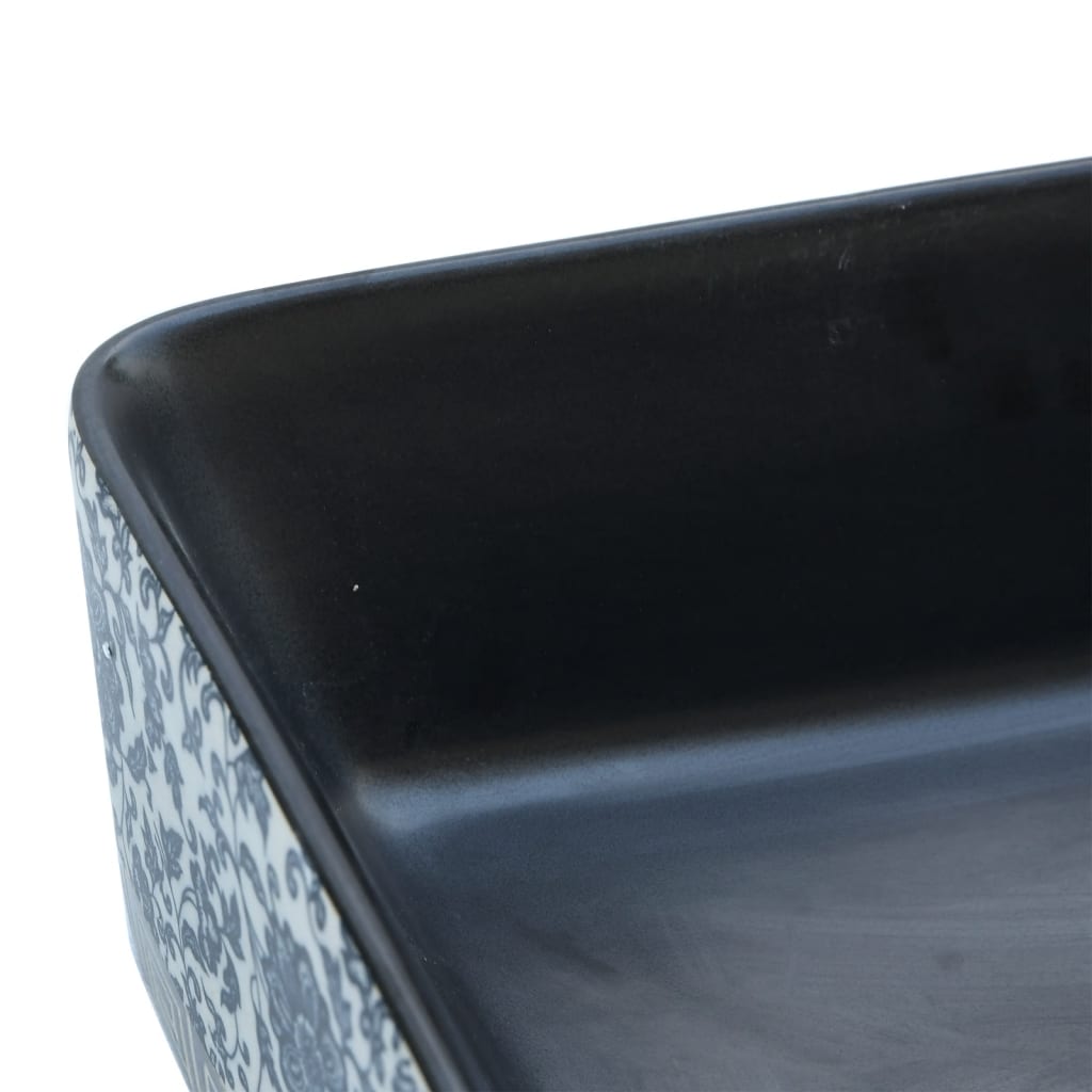 Aufsatzwaschbecken Schwarz Blau Rechteckig 46x35,5x13cm Keramik