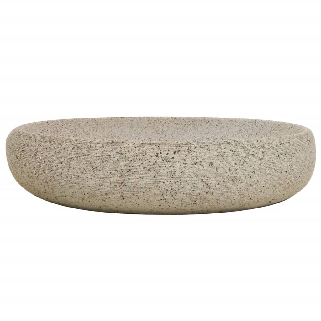 Aufsatzwaschbecken Sandfarben Oval 59x40x15 cm Keramik