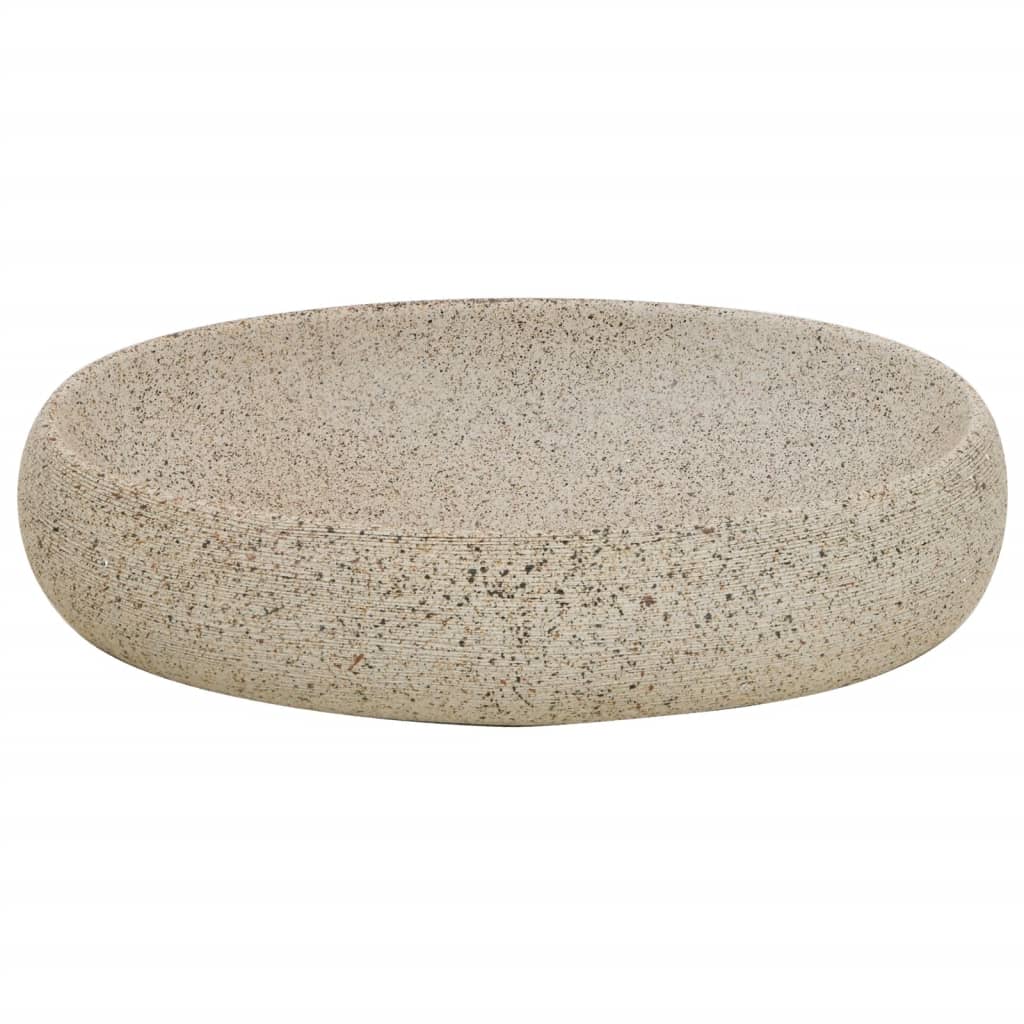 Aufsatzwaschbecken Sandfarben Oval 59x40x15 cm Keramik