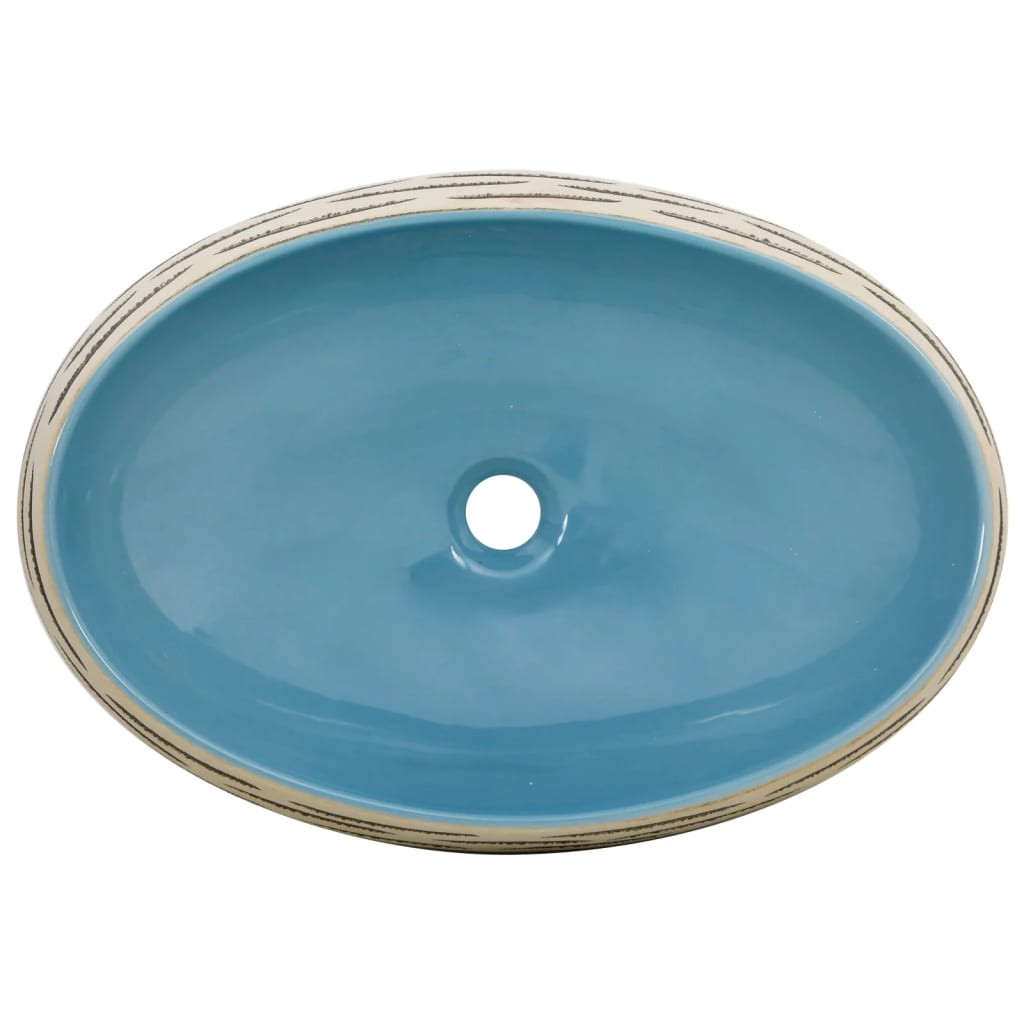 Aufsatzwaschbecken Mehrfarbig Oval 59x40x15 cm Keramik