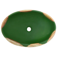 Thumbnail for Aufsatzwaschbecken Grün und Braun Oval 59x40x15 cm Keramik