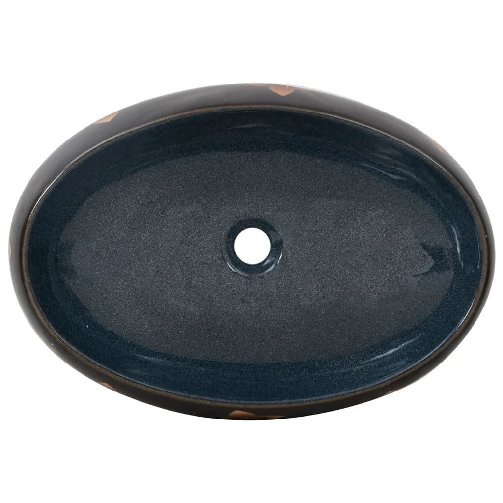 Aufsatzwaschbecken Schwarz und Blau Oval 59x40x15 cm Keramik