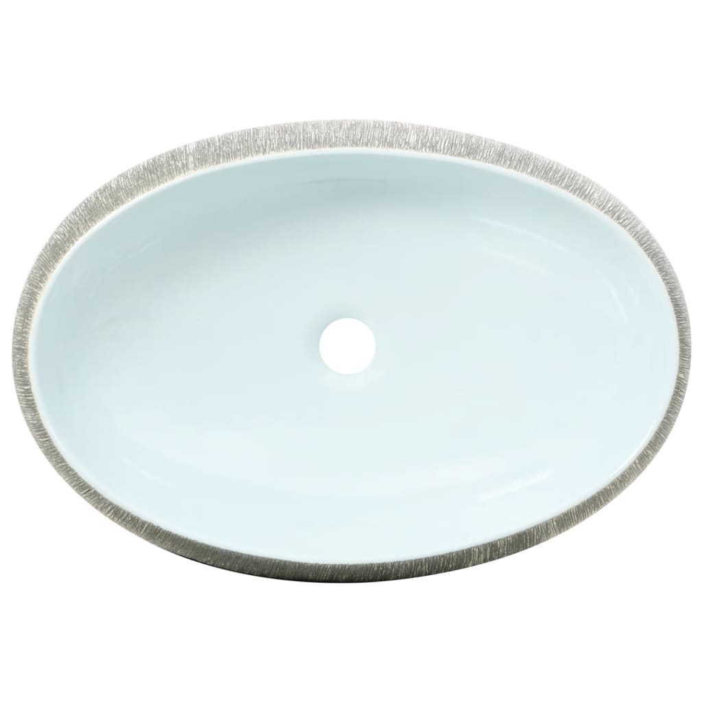 Aufsatzwaschbecken Grau und Blau Oval 59x40x15 cm Keramik