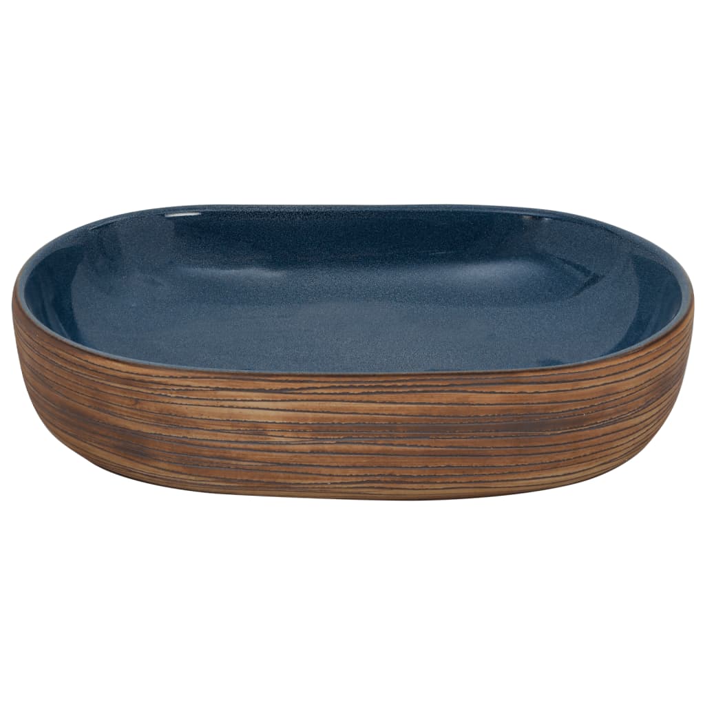 Aufsatzwaschbecken Braun und Blau Oval 59x40x14 cm Keramik
