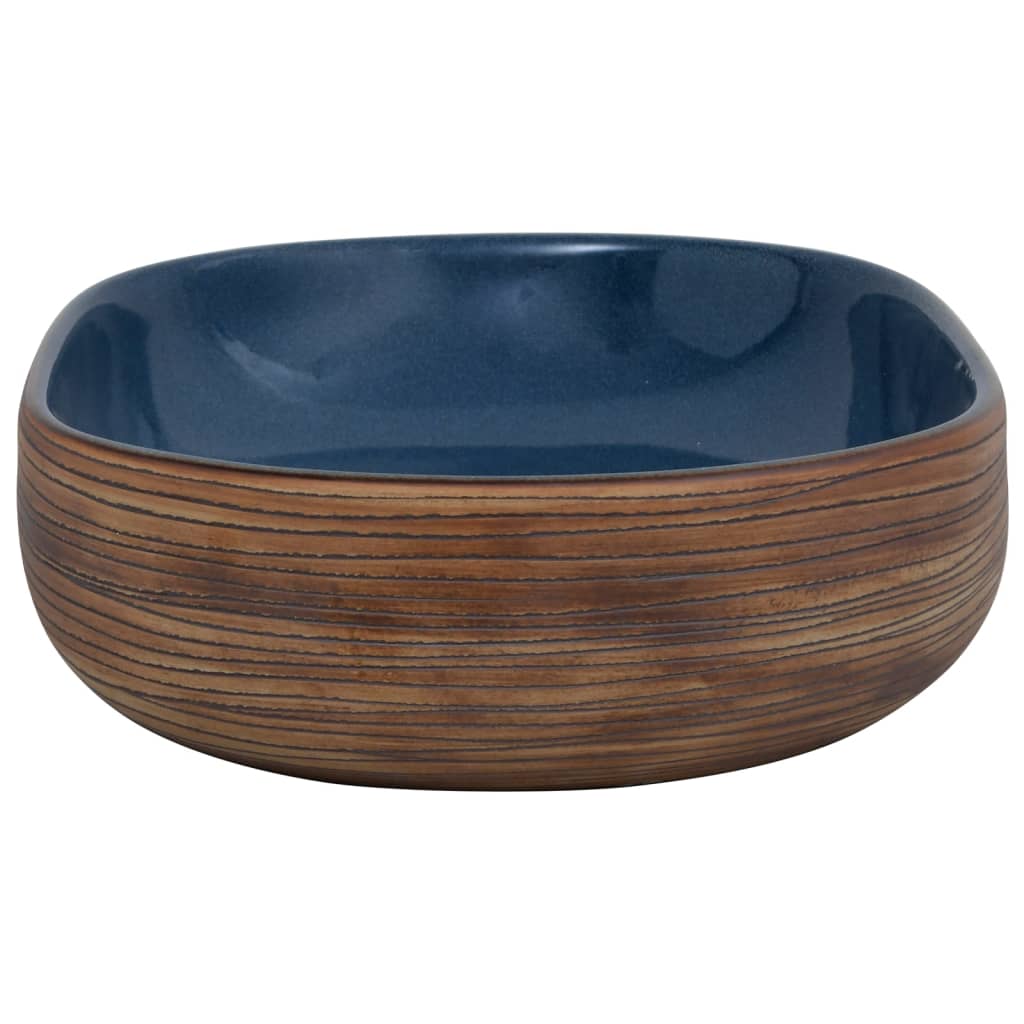 Aufsatzwaschbecken Braun und Blau Oval 59x40x14 cm Keramik