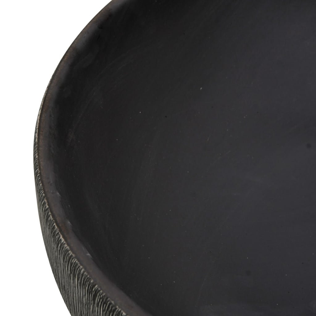 Aufsatzwaschbecken Grau und Schwarz Oval 59x40x15 cm Keramik